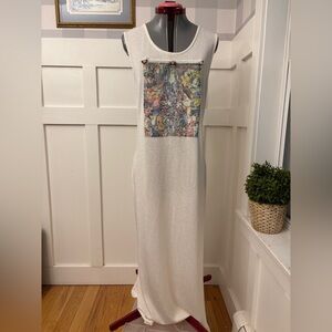 Vintage Lee Andersen Sleeveless Cream Dress Front Design Size XL